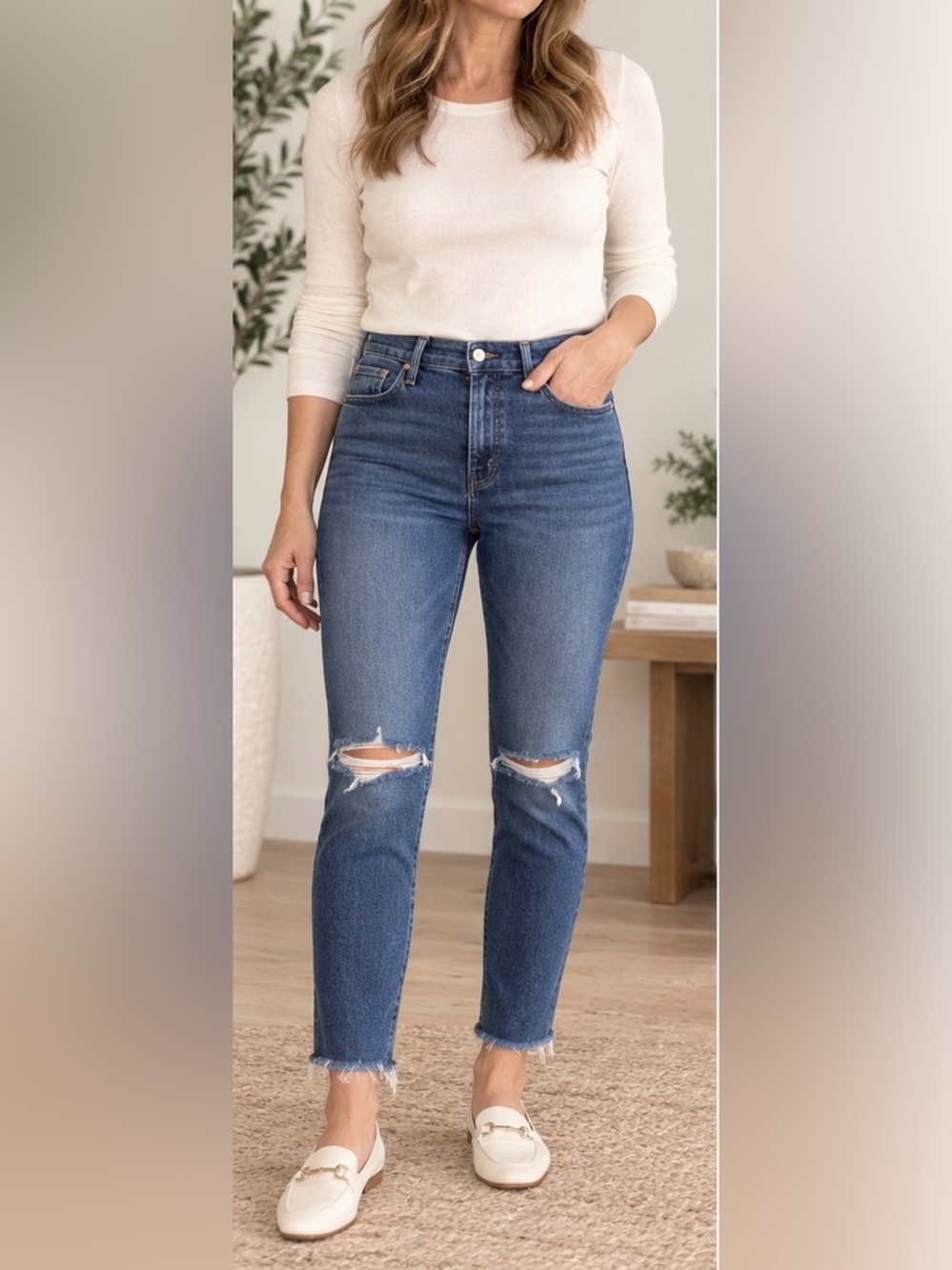 MOTHER HIGH WAISTED LOOKER ANKLE FRAY JEANS NATURE TUNE UP     SIZE 26